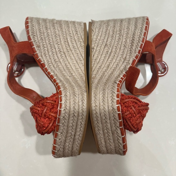 Veronica Beard Reema Espadrille Platform Sandal in coral red - Picture 3 of 7